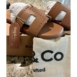 Rag & Co Sandal IVANKA Tan Brown Slide Leather Size 9 New In Box W/ Dust Bag‎